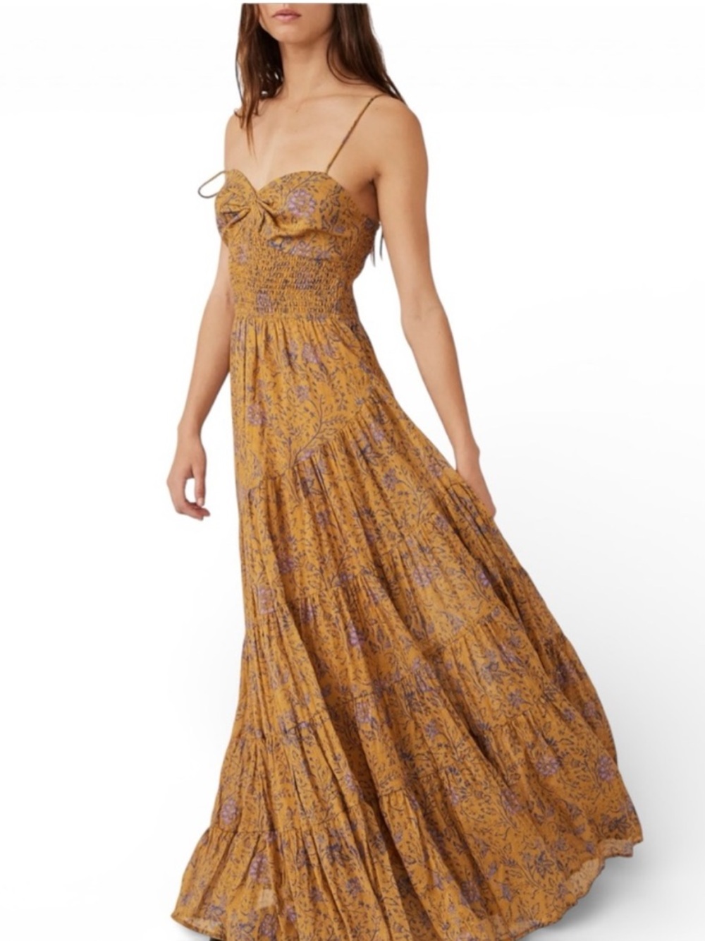 Free People Sundrenched Floral Smocked Bodice Maxi Sundress